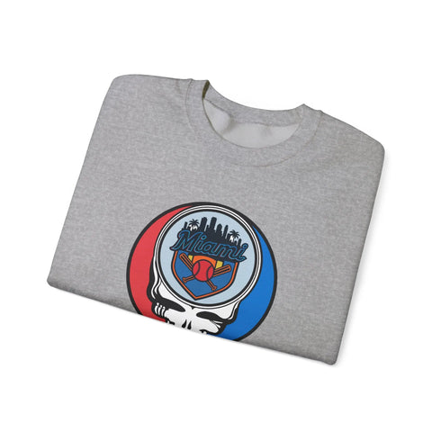 Grateful Dead - Miami Marlins Grateful Dead Stealie Crewneck Sweatshirt - MLB - StealieShop
